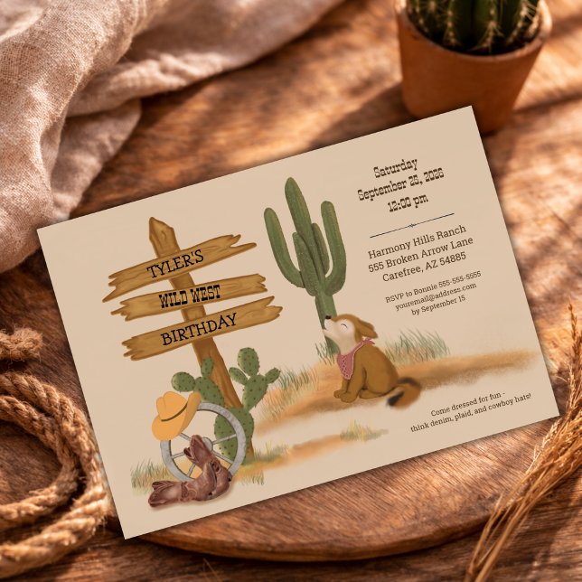 Watercolor Cowboy Wild West Birthday Invitation Einladung (Von Creator hochgeladen)