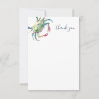 Watercolor Crab Beach Danke, dass Sie Karten