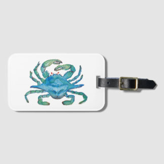 Watercolor crab luggage tag gepäckanhänger