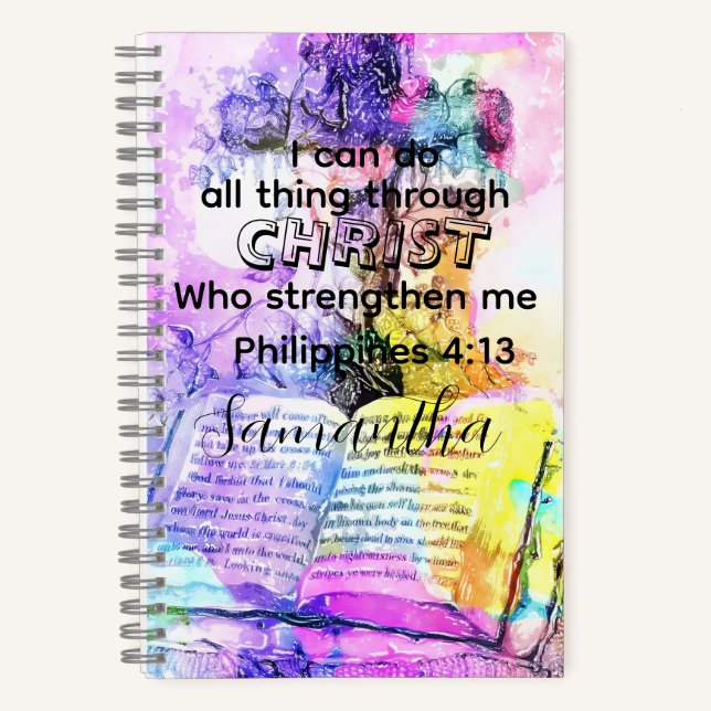 Watercolor cross bible verse Christian  Notizbuch (Vorderseite)