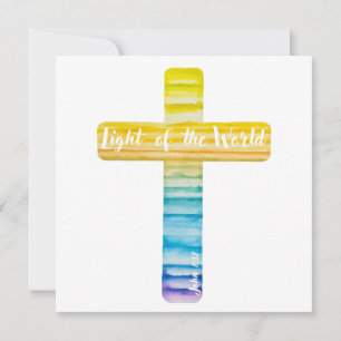 Watercolor Cross Taufe Einladungen Religiös