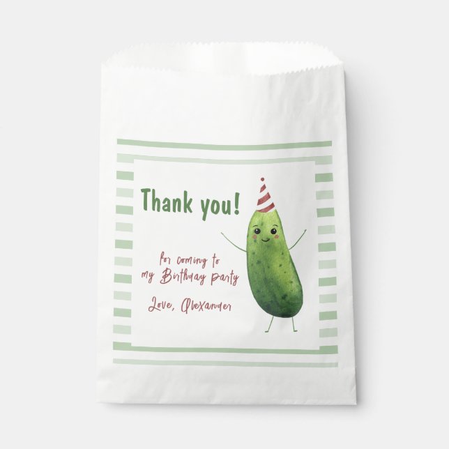 Watercolor Cucumber Big Dill Birthday Vielen Dank Geschenktütchen (Vorderseite)