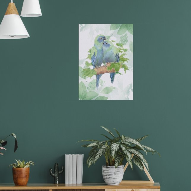 Watercolor Cuddling Parrot Bird Couple Tropical Poster (Wohnzimmer 1)