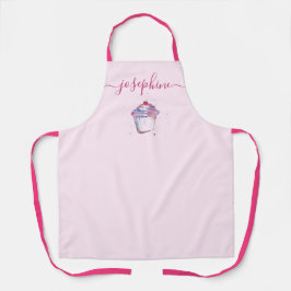 Watercolor cupcake Baker Elegantes Skript Name Schürze