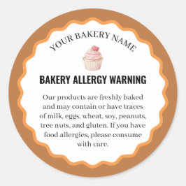 Watercolor Cupcake Bakery Allergy Warning Runder Aufkleber