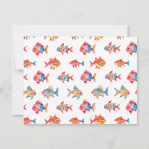 Watercolor Cute Fish Personalize Stationery Mitteilungskarte
