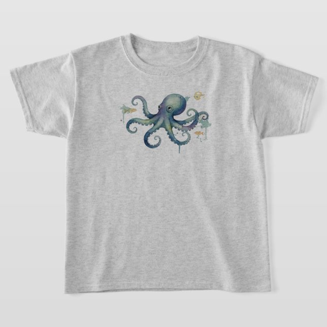 Watercolor Cute Octopus Illustration T-Shirt (Ablage )