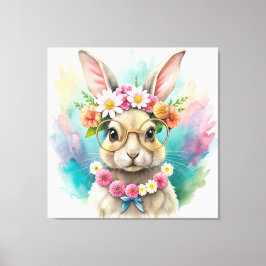 Watercolor Cute Rabbit Leinwanddruck