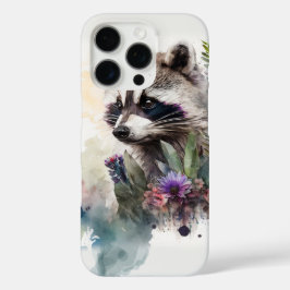Watercolor Cute Raccoon Spring Flowers iPhone 16 Pro Hülle
