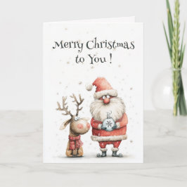 Watercolor Cute Whimsical Merry Christmas Folded Karte