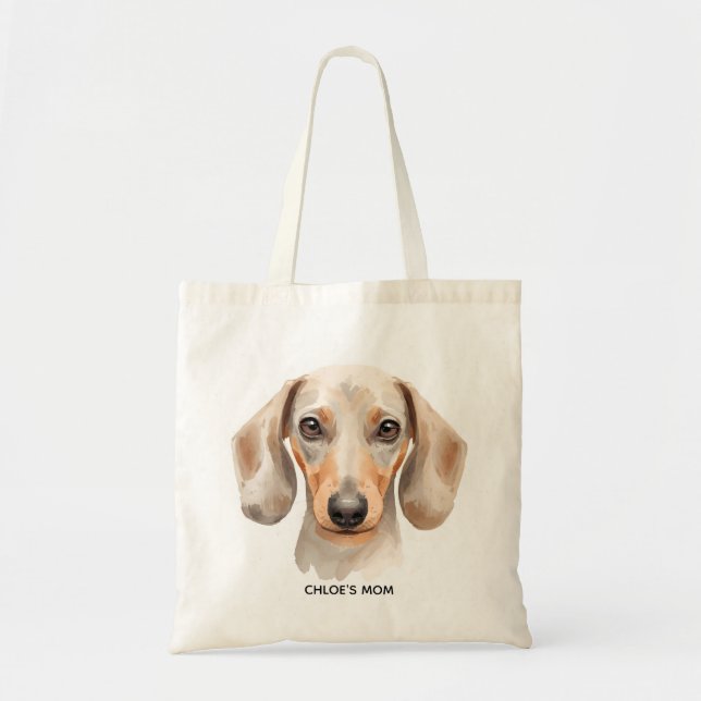 Watercolor Dachshund Dog Lover Tote Bag – Artistic Tragetasche (Vorne)