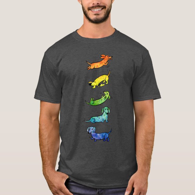 Watercolor Dachshunds gift family boy T-Shirt (Vorderseite)