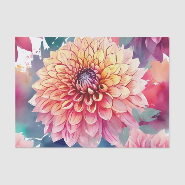 Watercolor Dahlia Summer Seidenpapier (Vorderseite)