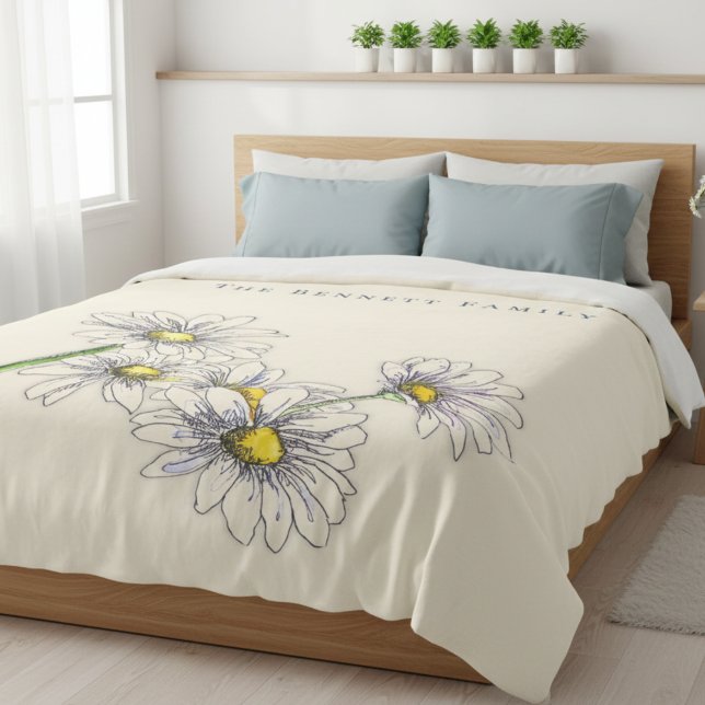 Watercolor Daisy Boho Family Christmas Gift Fleecedecke (Von Creator hochgeladen)