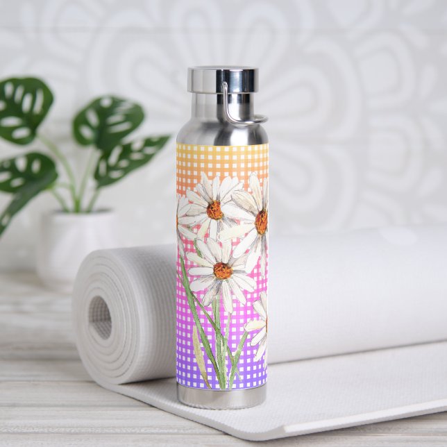 Watercolor Daisy Bouquet on Gingham Trinkflasche (Yoga)
