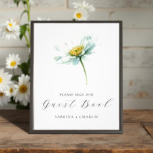 Watercolor Daisy Floral Wedding Guest Book Sign