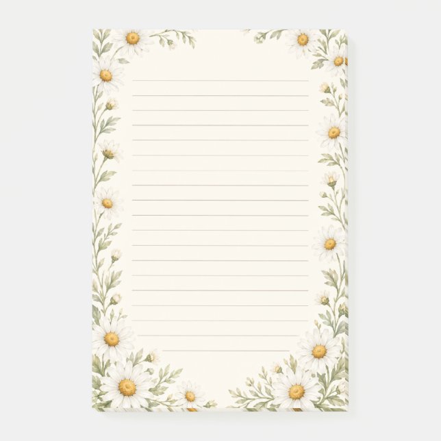 Watercolor-Daisy-Garten-liniert  Post-it Klebezettel (Vorderseite)