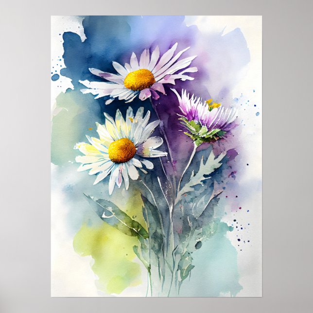 Watercolor Daisy Poster (Vorne)