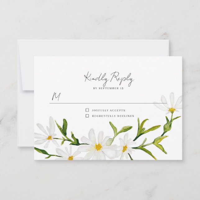 Watercolor Daisy UAWG Floral Wedding Repcard RSVP Karte (Vorderseite)