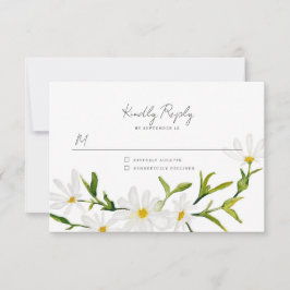 Watercolor Daisy UAWG Floral Wedding Repcard RSVP Karte