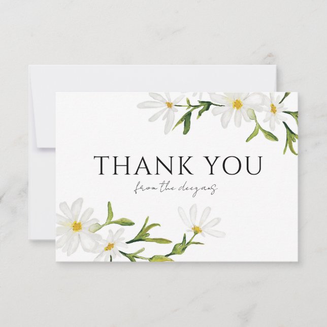 Watercolor Daisy Wedding Floral Danke Karte (Vorderseite)