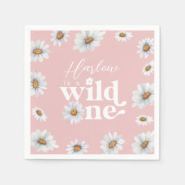 Watercolor Daisy Wild One Girl's first Birthday Serviette