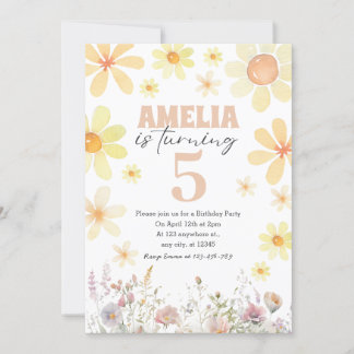Watercolor Daisy Wüste Sand Birthday Einladung