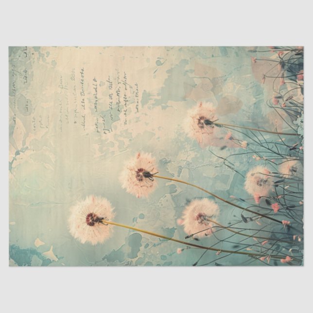 Watercolor Dandelion Fluff Decoupage Seidenpapier (Vorderseite)