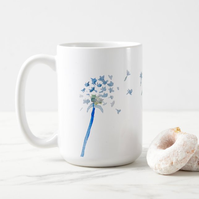 Watercolor Dandelion Kaffeetasse (Mit Donut)