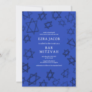 Watercolor Dark Blue Star von David Bar Bat Mitzva Einladung
