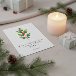 WATERCOLOR DECEMBER HOLLY BIRTH FLOWER POSTKARTE