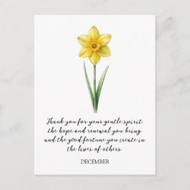 WATERCOLOR DECEMBER NARCISUSS BIRTH FLOWER  POSTKARTE
