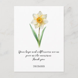 WATERCOLOR DECEMBER NARCISUSS BIRTH FLOWER POSTKARTE