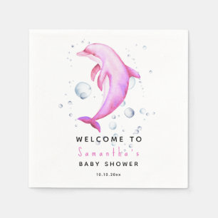 Watercolor-Delfin WELCOME TO Baby-Party Serviette