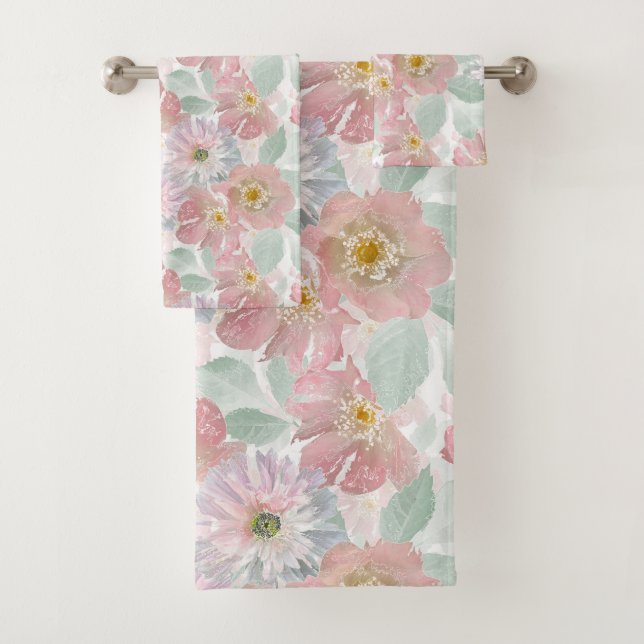 Watercolor delikate Blume. Badhandtuch Set (Insitu)