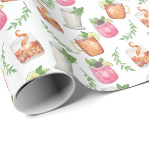 Watercolor Derby Day Mint Julep Getränke Geschenkpapier