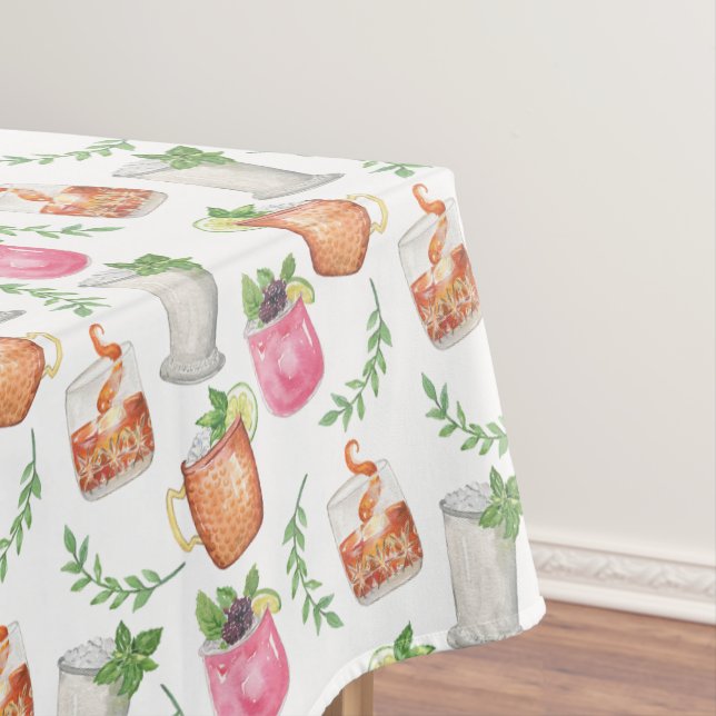 Watercolor Derby Day Mint Julep Getränke Tischdecke (Beispiel)