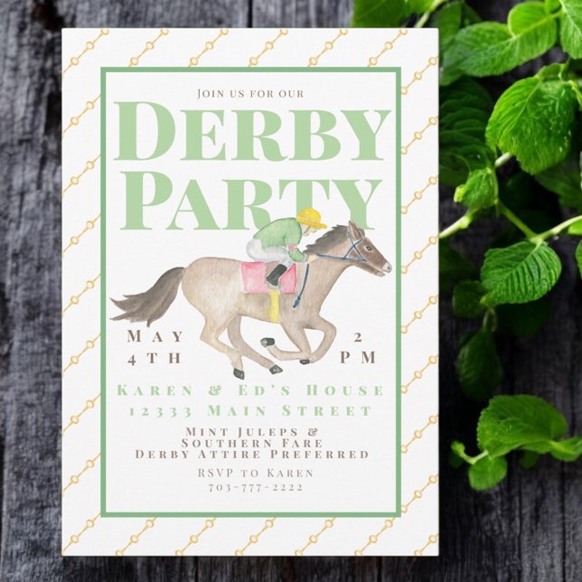 Watercolor Derby Party Horse Jockey Race Einladung (Von Creator hochgeladen)