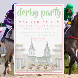Watercolor Derby Party Iconic Racetrack Elegant Einladung