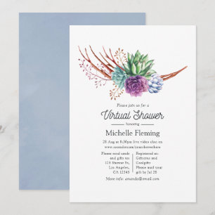 Watercolor Desert Succulents Virtual Baby Dusche Einladung