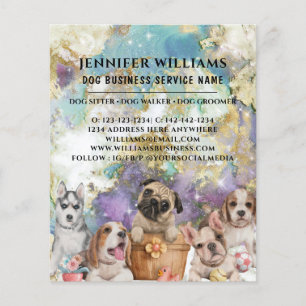 Watercolor-Design-Hundeausführer-Tiersitting-Gesch Flyer