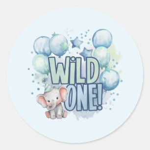 Watercolor-Design zum 1. Geburtstag - Wild One Runder Aufkleber