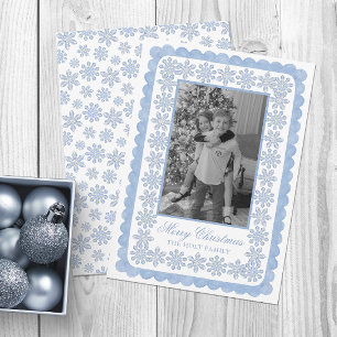 Watercolor Designer Blau Schneeflocken Weihnachten