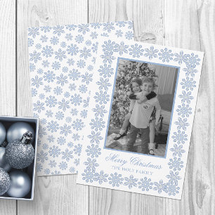Watercolor Designer Blau Schneeflocken Weihnachten