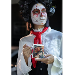 Watercolor Dia de los Muertos Catrina Kaffeetasse