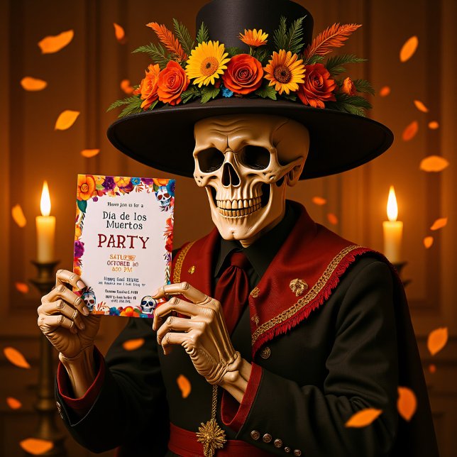 💀 🎉 Watercolor Día de Muertos Party Einladung ( Watercolor Día de Muertos Party Invitation)