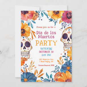 💀 Watercolor Día de Muertos Party Einladung