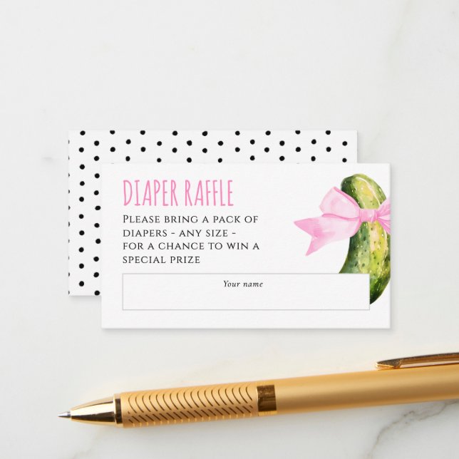 Watercolor Dill Pickle Baby Shower Diaper Raffle Begleitkarte (Vorderseite/Rückseite Beispiel)