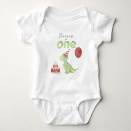 Watercolor Dinosaur 1st birthday Baby Strampler