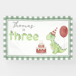 Watercolor Dinosaur 3rd birthday Welcome Banner